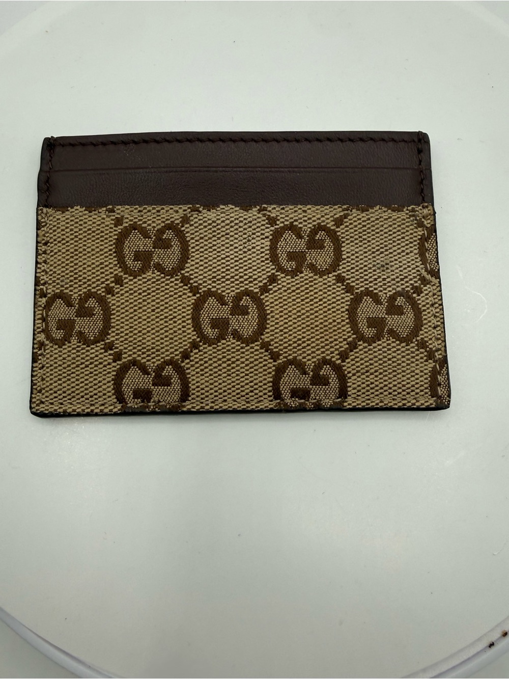 Gucci Brown/Tan GG Canvas Card Holder